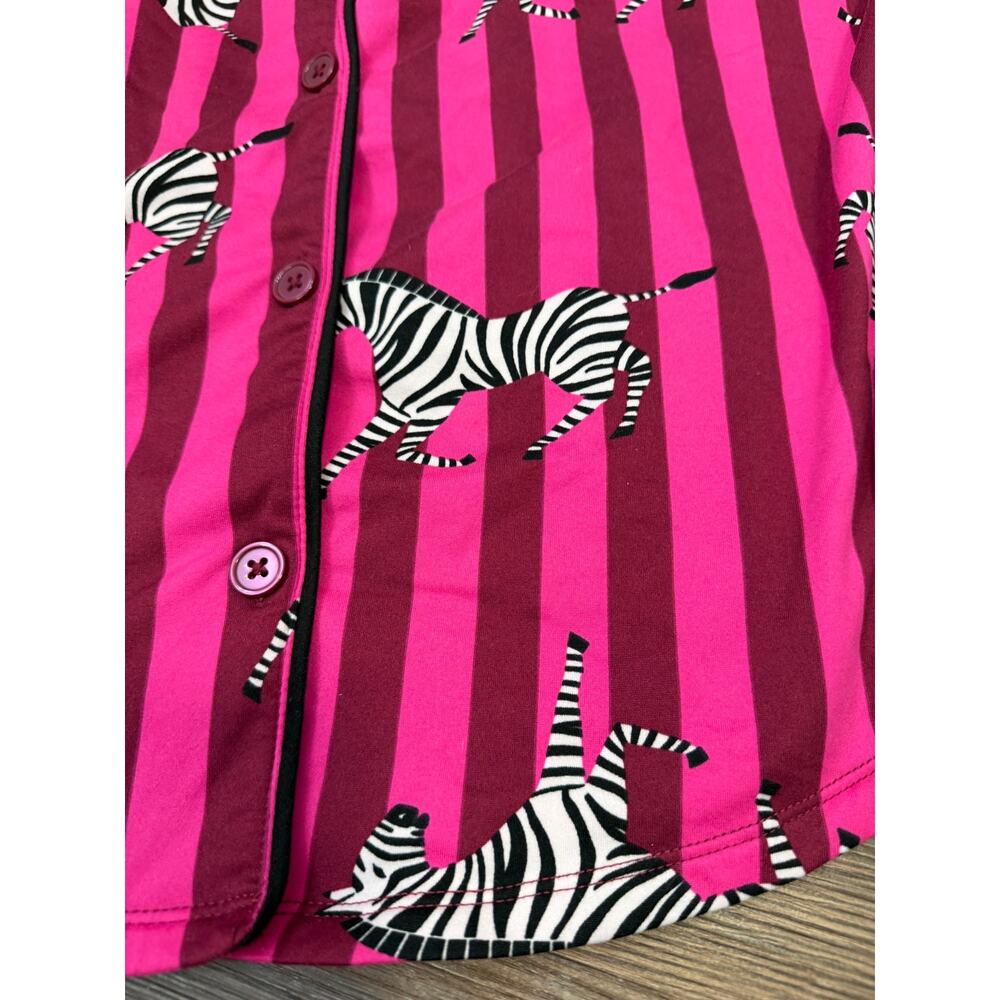 Room Service Womens Pajama Set Pink Zebra sz XL Lounge Sleepwear Soft Cozy EUC - Picture 3 of 8